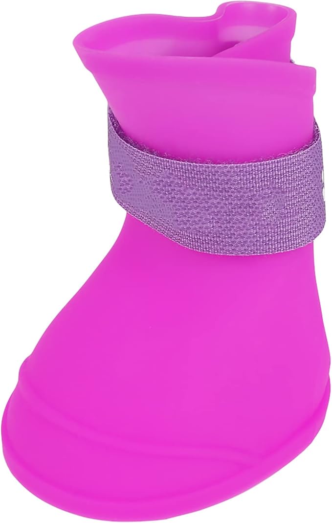 Yctze 4pcs Silicone Protective Dog Boots, Antislip Snow Shoes for Small Dogs, Ideal for French, Cute Pet Rain Wellies (L)