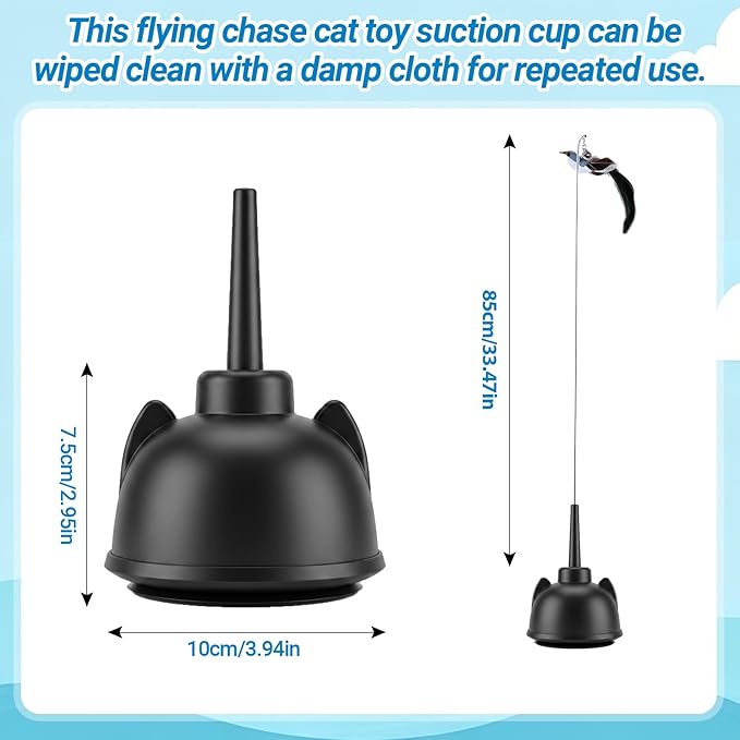 2 in 1 Electric Cat Wand Toy Interactive Cat Toys for Indoor Cats 360° Flying Bird Cat Toy, 2-Speed Fly Cat Chase Toy Automatic Cats Toys with Self ON/Off Suction Cup Electric Cat Teaser Wand