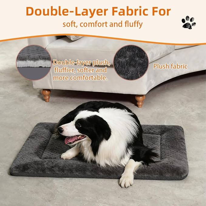 Dog Bed Pet Bed Mat 36" x 23" Plush Breathable Washable Dark Gray Dog Sleeping Mat