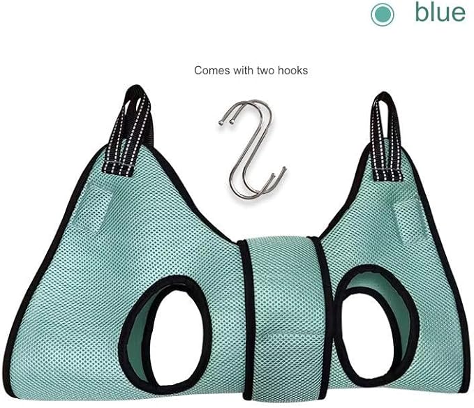 Dog Grooming Hammock, Cat Hanging Harness for Nail Trimming with Nail Clippers, Dog Sling for Nail Clipping, Grooming Harness for Dogs at Home (Blue, xs)
