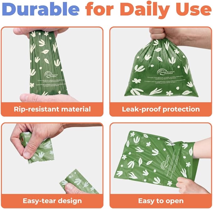 Best Pet Supplies Dog Poop Bags for Waste Refuse Cleanup, Doggy Roll Replacements for Outdoor Puppy Walking and Travel, Leak Proof and Tear Resistant, Thick Plastic - Green (Unscented), 150 Bags