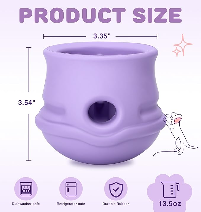 Rubber Dog Enrichment Toys, Stuffable Interactive Dog Toys to Keep Them Busy - Puzzle Slow Feeder & Anxiety Relief & Long-Lasting - Frozen Dog Licking Toy, Dishwasher Safe, Purple, M