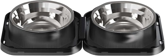 2PCS Stainless Steel Dog Food and Water Bowls Set, Freely Combinable Feeding Set for Dogs Cats, Spill Proof Neater Dog Bowls, Non-Slip Pet Feeder Bowl Dogs Water Bowl for Puppy Breed