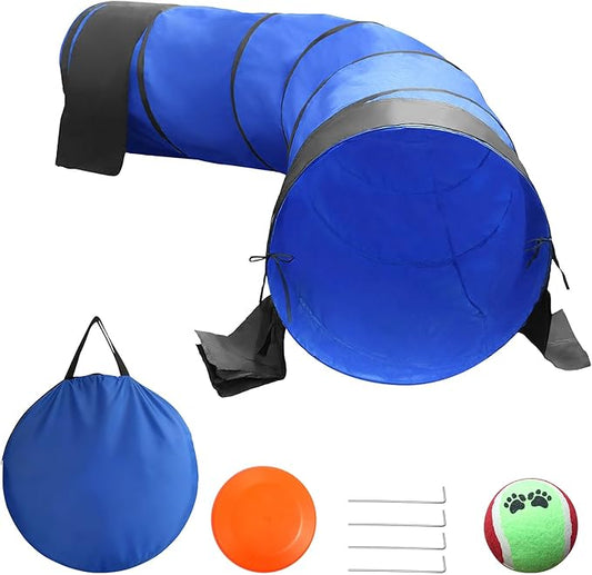 25.6in 10FT Dog Agility Tunnel, Dog Tunnel for Large Dogs with 2 Sand Bags, 4 Ground Stakes and Tote Bag, Dog Tunnel for Large Dogs