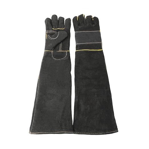 AOWPFVV Long Sleeve Thick Leather Animal Handling Glove Anti Scratch Protective Gloves for Training Dog Cat Bird Snake Parrot Lizard Wild Animals Reptiles,Bite Resistant Gloves(Large,23.6in)