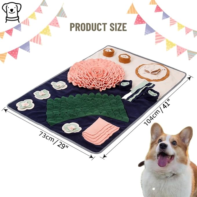 Dog Snuffle Mat Slow Feeding Mats Sniffing Puzzle Toys Interactive Burrow Activity Hide and Seek Enrichment Toys for Foraging Training Dog Gifts for Small Medium Large Dogs (Dinning Set)