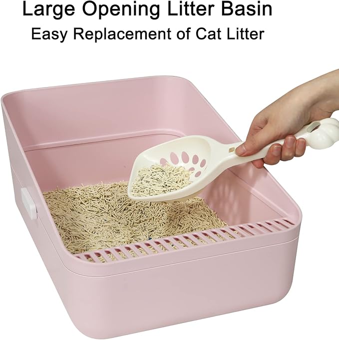 Sfozstra Pink Small Cat Litter Box with Low Entry - for Kittens Up to 8 lbs, Anti-Tracking Design, Space-Saving, Easy Clean, Ideal for Apartments