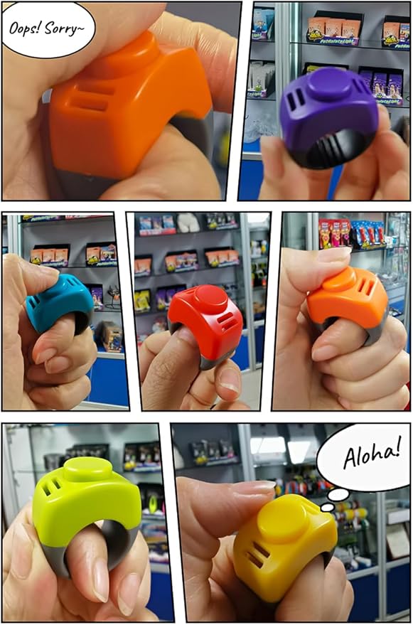 The Set of Easy Clicking Finger Ring Clicker Included Large and Small 2 Sizes,Dog clicker Trainer Suitable for Dogs Cats Horses traing Allowing Effective Versatile Training (2pcs Grey+Green)