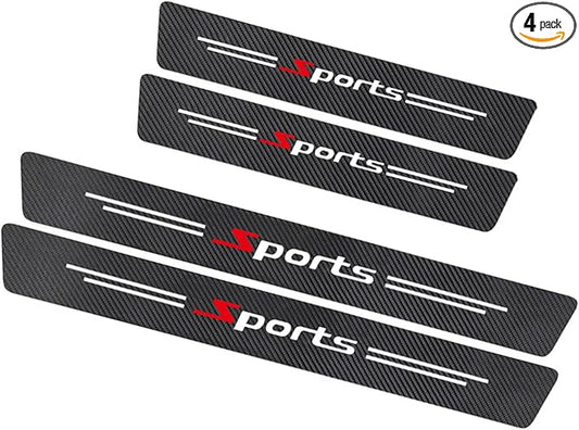 4 PCS Car Door Sill Protectors, Carbon Fiber Sport Threshold Guard Sticker, Anti-Scratch Door Edge Protection Decoration, Universal for Most Cars