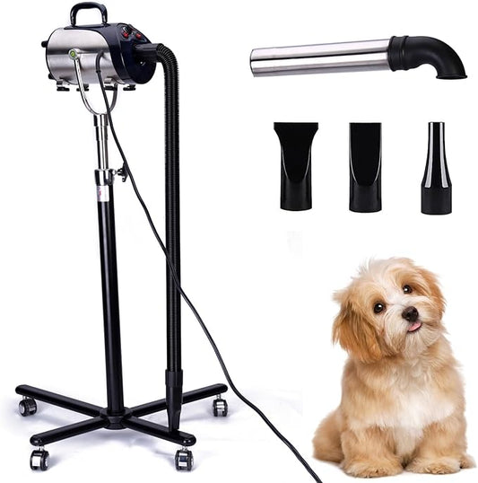 2800W Dog Dryer with Vertical Stand, Dog Blow Dryer for Grooming with Stepless Adjustable Speed and Temperature Control, Force Pet Dryers for Dog Grooming for Private and Business Use