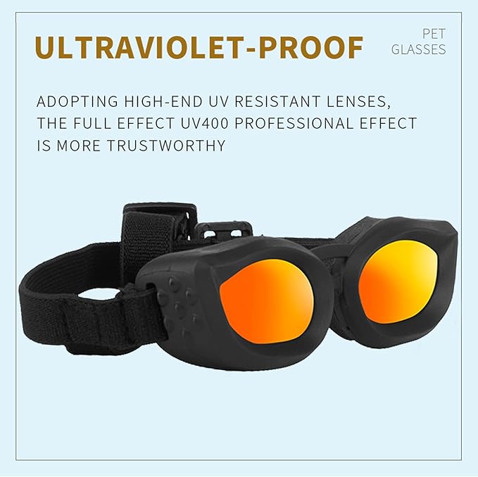 Dog Goggles Small Breed, UV/Wind/Dust/Fog Protection Pet Sunglasses with Adjustable Strap,Outdoor Dog Sunglasses for Small Dogs,Easy Wear