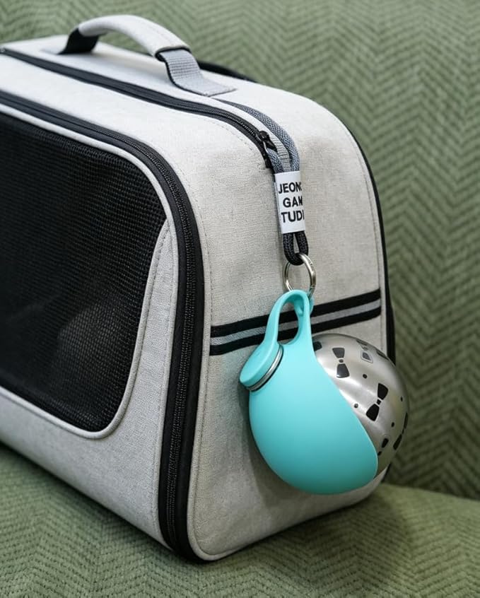 Dog Water Bottle Portable, 285ml Leakproof Stainless Steel Pet Water Dispenser with Lanyard, BPA-Free Spherical Travel Water Bowl for Small Medium Dogs, Outdoor Walking, Hiking,