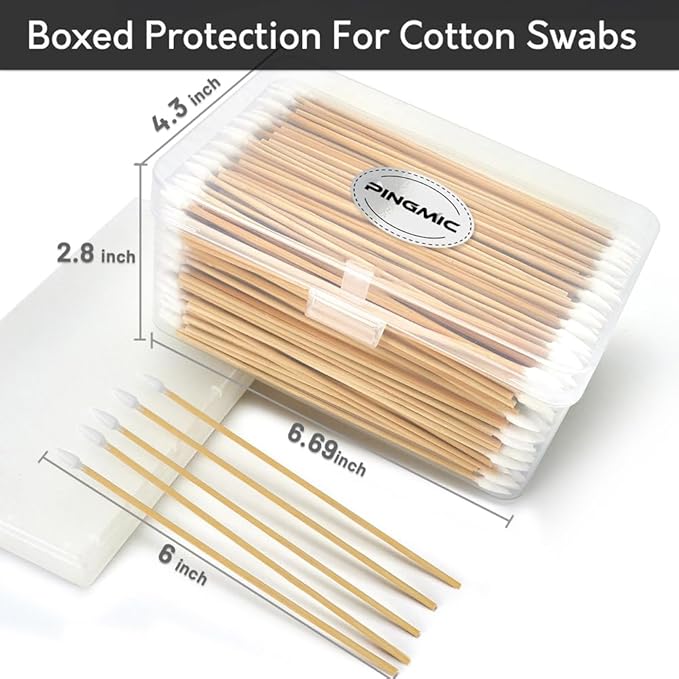 500PCS 6" Gun Cleaning Cotton Swabs with Storage Box, Lint Free Gun Cleaner Swab