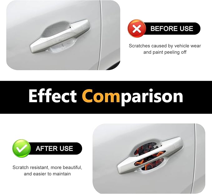 8 PCS Car Door Handle Protector Stickers, Carbon Fiber Scratch-Resistant Automotive Bowl Decals, Self-Adhesive Car Door Handle Paint Protective Film, Universal for Most Cars (Style 1)
