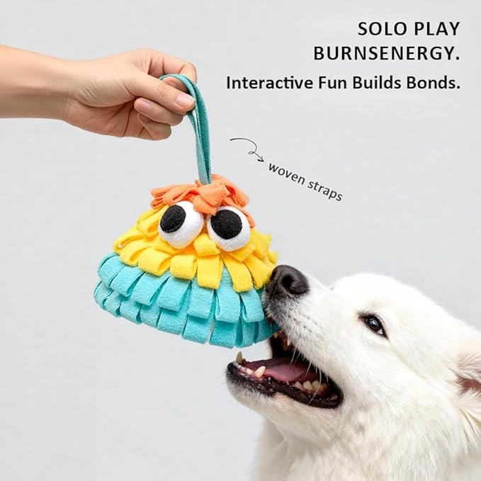 Squeaky Dog Snuffle Toy, Interactive Hide and Seek Food Puzzle for Boredom Relief, Slow Eating & Mental Enrichment, Monster Snuffle Ball for Small Dogs(Pink-Blue-Green)