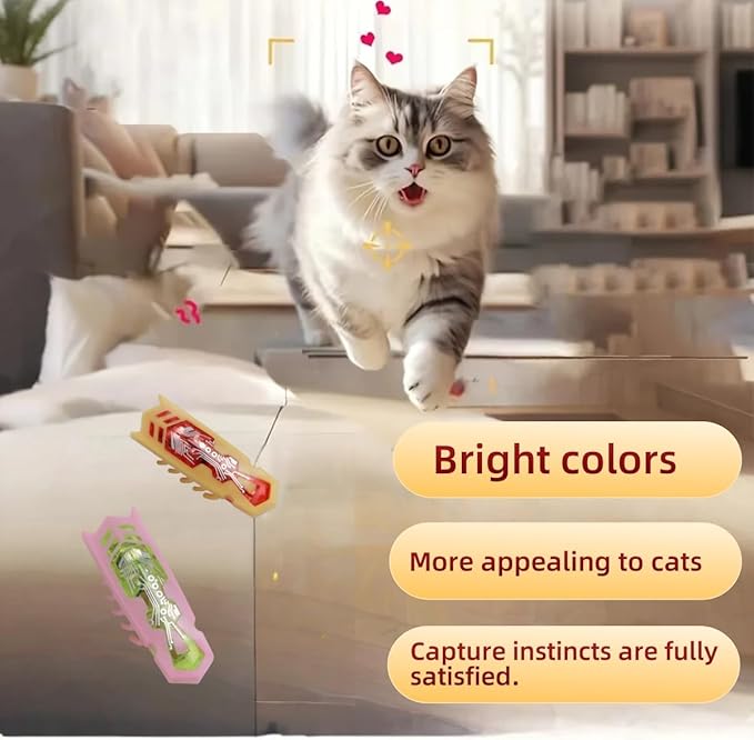 Interactive Cat Toy, 2 Pack Colorful Electric Vibrating Beetle, Self-Righting Automatic Crawl Toy, Bite Resistant Safe Pet Toy, Works On Carpet, Multi Cat Indoor Hunting Exercise Toy