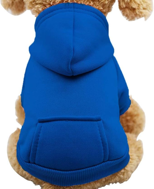 Jecikelon Soft Dog Hoodies for Small Dogs, Fleece Puppy Sweatshirt with Pockets, Warm Winter Cold Weather Coats for Pet Cat, Cute Clothes Puppy Costume (Dark Blue, X-Large)