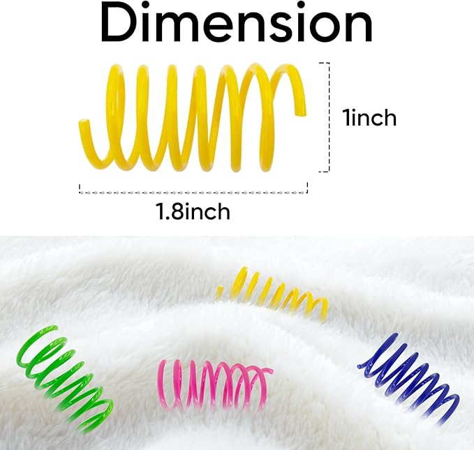 Cat Spring Toys 90 Packs for Indoor Cats, Durable Plastic Spring Coils Attract Cats to Swat, Bite, Hunt, Interactive Spring Toys for Kittens