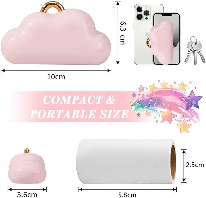 Mini Travel Size Lint Roller, Reusable Pet Hair Remover for Clothes,150 Refillable Sheets, Pink | Portable Lint Roller for Essentials & Travel Accessories