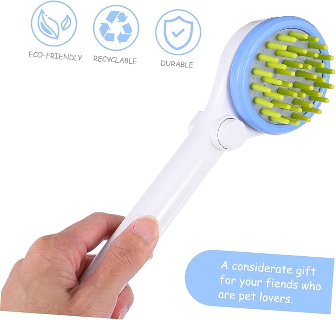 POPETPOP Portable Dog Shower Sprayer with Massage Brush Hose Pet Bathing Tool for Puppy Grooming Durable Handheld Sprinkler Reducing Water and Shampoo Use