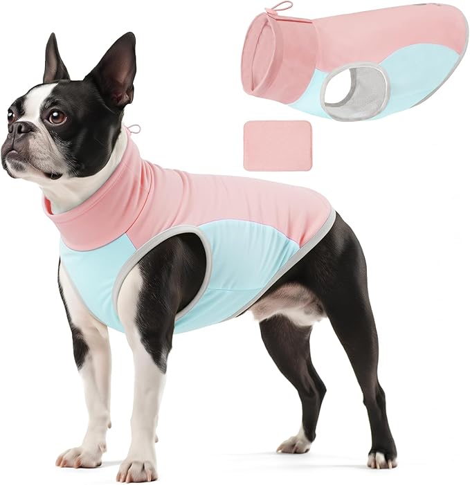 KYEESE Dog Cooling Vest, Breathable Dog T Shirt for Small Dogs Girl, Soft Sun Protection Reflective Tank Top with Cooling Insert Pad, Lightweight Sleeveless Summer Dogs Clothes, Pink, L