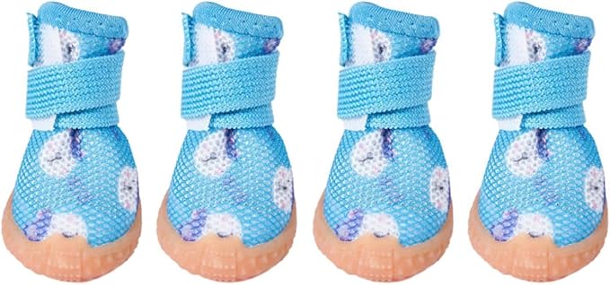 Dog Boots & Paw Protectors for Summer Hot Pavement Puppy Shoes with Anti-Slip Rubber Soles Pet Socks for Small Medium Dogs_5#(Panda Blue)
