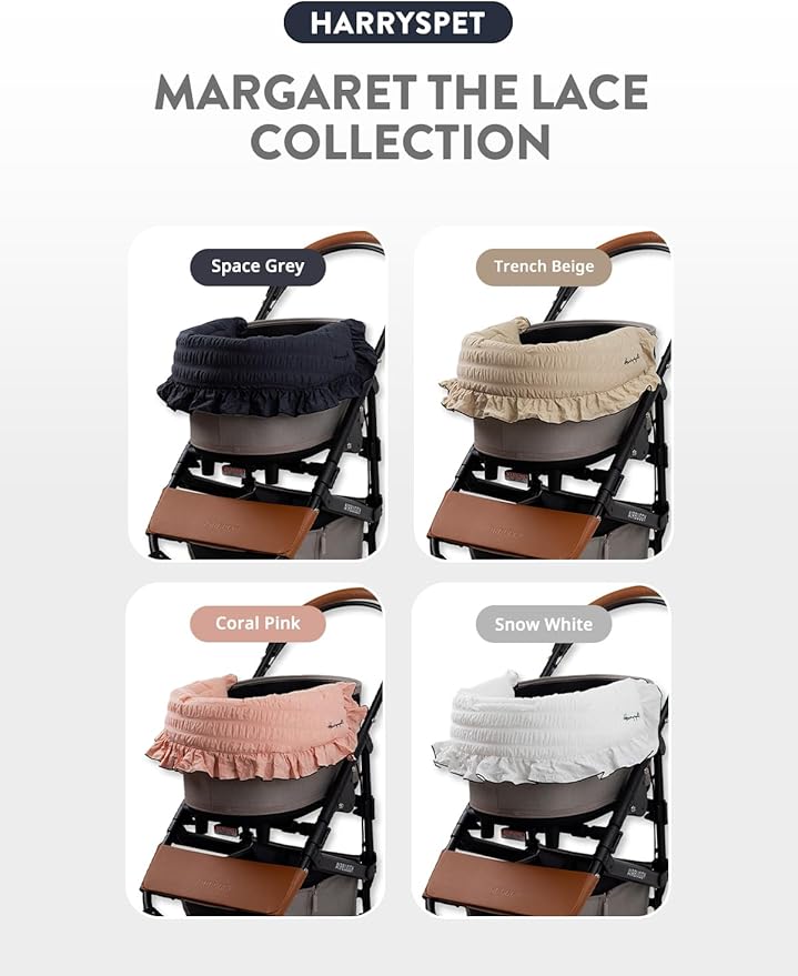 Harryspet Margaret The Lace Edition Pet Stroller Cover, Comforter, Guard - Snow White