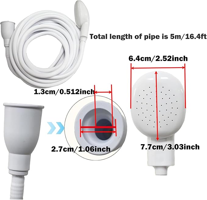 5m/16.4ft Sink Spray Hose Portable Faucet Sprayer Garden, Shampoo Sprayer Handheld Shower Head Spray Hose for Pets, Bathing Baby, Washing Hair, Rinsing Vegetables