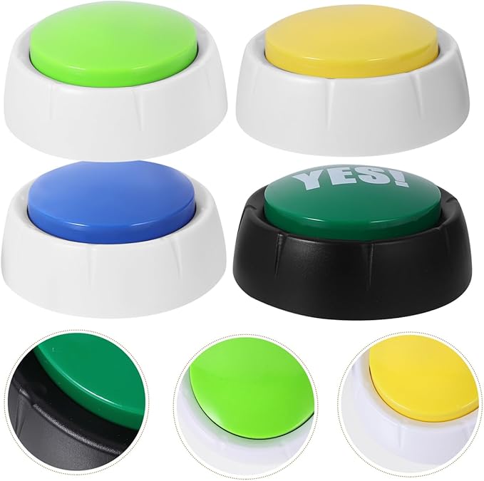 Milisten 4pcs Funny Dog Toys Pet Voice Button Communication Button for Dogs Interactive Recording Toy Puppy Training Aid Random Color