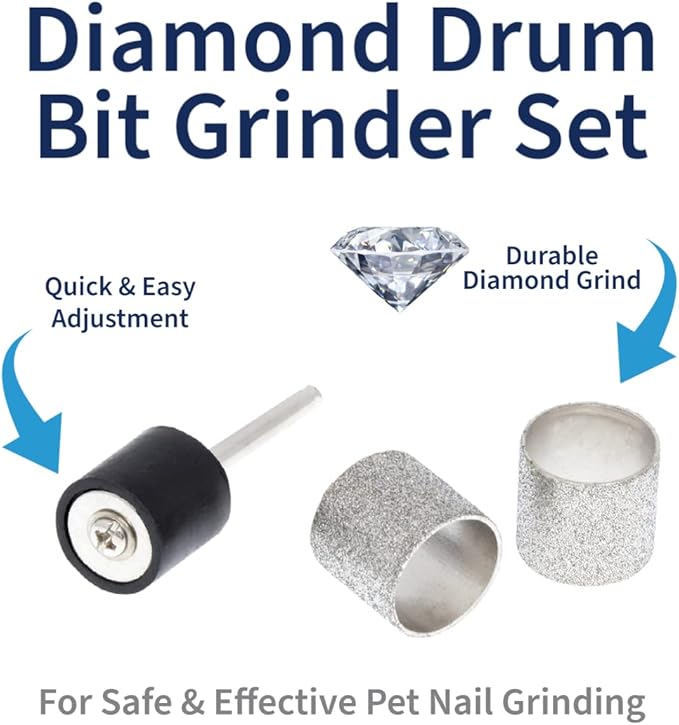 2pcs 120 Grit Diamond Bit for Dog Nails Grinder Including 1 pc 1/2" Mandrel - Pet Nail Grinder Diamond Wheel (Finishing Grit #120)