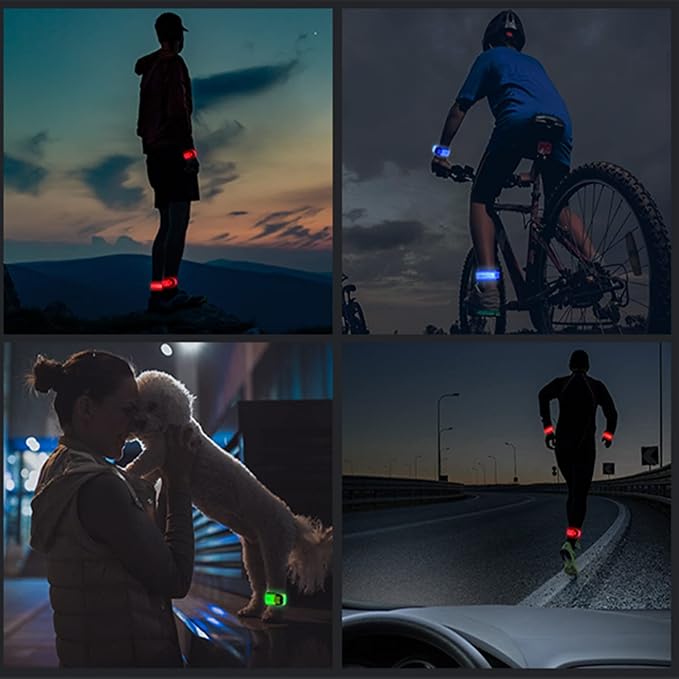 Simket LED Armband Rechargeable for Running(2 Pack), Running Lights for Runners, Running Lights, High Visibility Reflective Running Gear Adjustable Light Up Arm Bands for Men Women Kids
