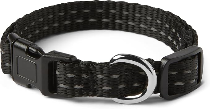 Amazon Basics Polyester Dog Collar S, Adjustable Length 11.2"-16.9", 0.9" W, Black