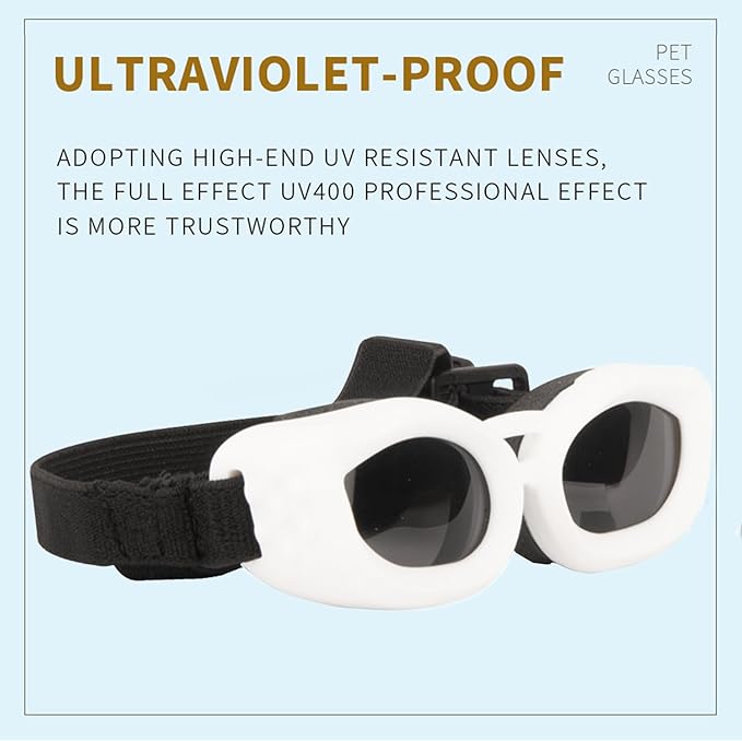 Dog Goggles Small Breed, UV/Wind/Dust/Fog Protection Pet Sunglasses with Adjustable Strap,Outdoor Dog Sunglasses for Small Dogs,Easy Wear
