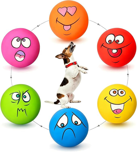 HOLYSTEED Latex Dog Squeaky Toys, Rubber Soft Small Dog Toys Chewing Squeaky Toy, Fetch Play Balls Toy for Puppy Small Pets 6pcs