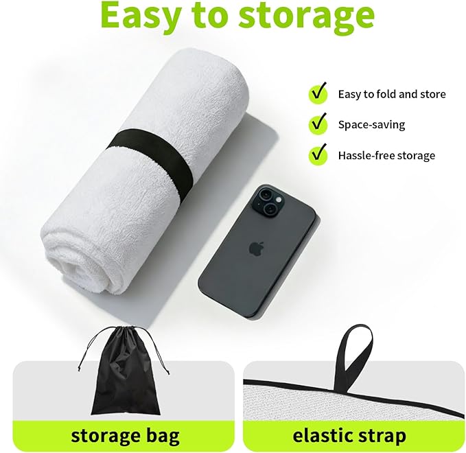 Leader Accessories Towel Bucket Seat Cover Waterproof White Machine Washable for Athletes Running Swimming Boxing Workout Outdoor Sports