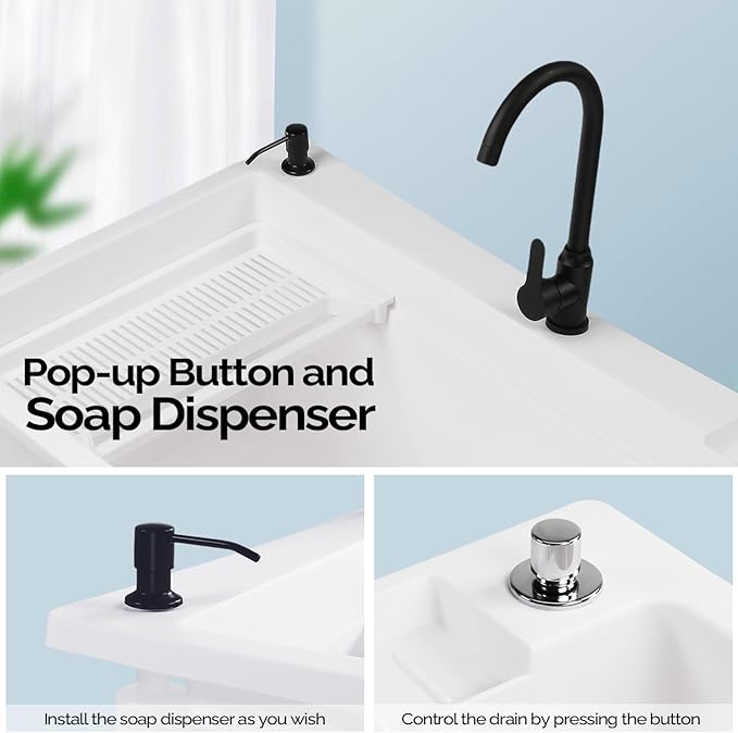 ROVSUN 37-Gallon Freestanding Utility Sink with Faucet, 36" Heightened Basin for Laundry, Garage, Outdoor Garden, Pet Wash, Heavy Duty Plastic Laundry Tub with Storage Shelf, 40"L×24"W×36"H, White