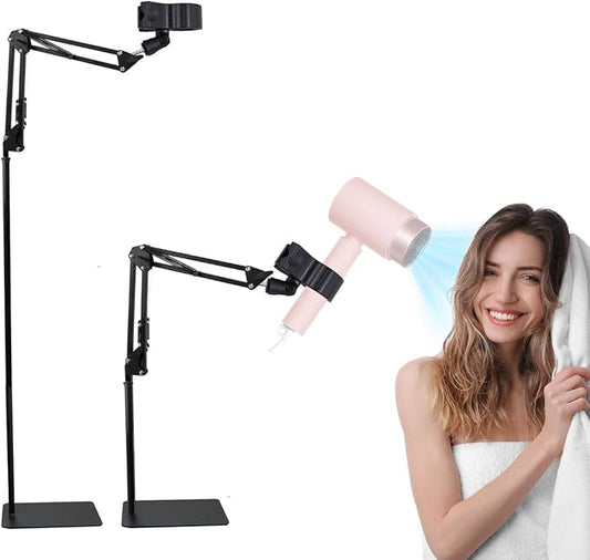 Hands Free Hair Dryer Stand, 68.9 inches/175 cm Height Adjustable 360° Rotating Blow Dryer Holder with Heavy Base, for Bathroom Vanity Makeup Room Salon