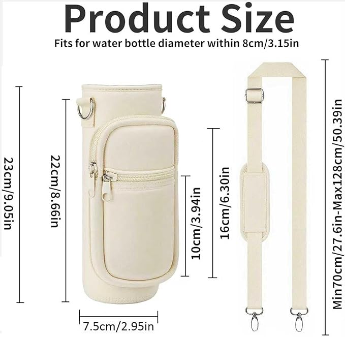 Water Bottle Holder with Strap, Insulated Crossbody Sling Bag, Carrier with Phone Pocket for Walking Hiking Camping Fishing