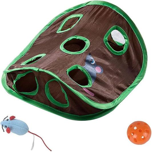 balacoo Cat Tunnel Toy Nine-Hole Interactive Pet Tunnel with Soundable Mouse Design for Indoor Cats 12.59X12.59X5.11In Stimulates Exploration and Play