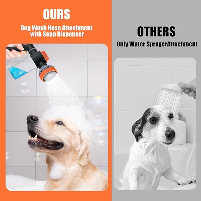Dog Shower Attachment with Metal 3-Way Shower Diverter & 10inches Shower Hose for Bathroom Showr Arm, Dog Wash Hose Nozzle Sprayer for Easy Pet Bathing Dog Washing Hose Attachment