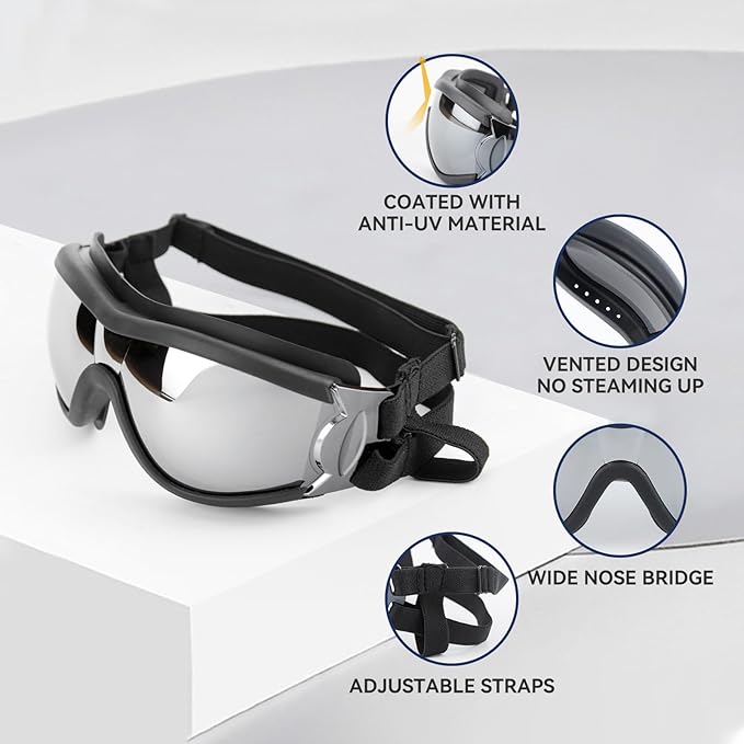 LESYPET Dog Goggles Medium Breed, UV Wind Dust Protection Medium Dog Sunglasses with Adjustable Strap, Doggie Sunglasses for Outdoor Driving Eye Protection, M