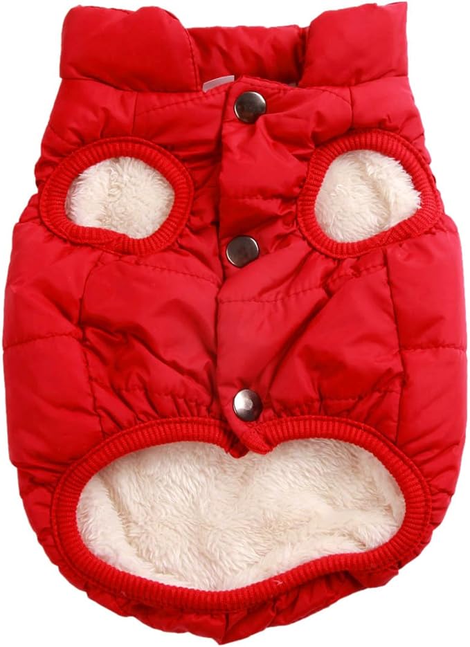 JoyDaog 2 Layers Fleece Lined Warm Dog Jacket for Winter Cold Weather,Soft Windproof Large Dog Coat,Red XXL