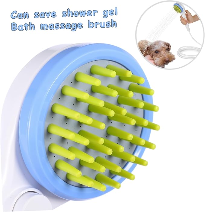 Portable Pet Shower Sprayer with Hose Handheld Dog Bath Brush with Massage Function Efficient Water Saving Puppy Grooming Tool for Easy Bathing and Rinsing