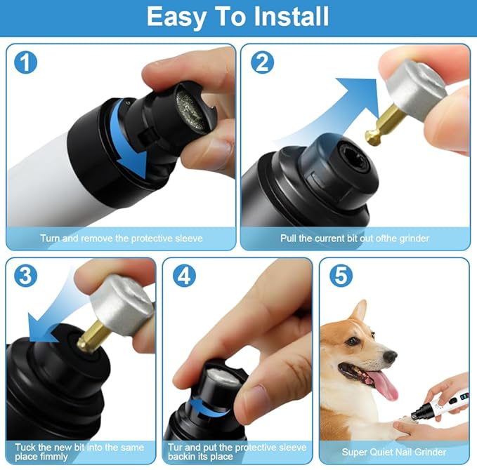 2026 New Dog Nail Clippers Silent, Quiet Dog Nail Grinder, Painless Paws Grooming & Smoothing, Electric Pet Nail Trimmer for Cats and Other Animals, Ideal for Sensitive Dogs of All Breeds & Sizes