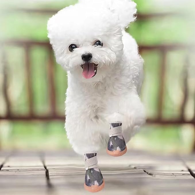 Dog Boots & Paw Protectors for Summer Hot Pavement Puppy Shoes with Anti-Slip Rubber Soles Pet Socks for Small Medium Dogs_3#(Camouflage Khaki)
