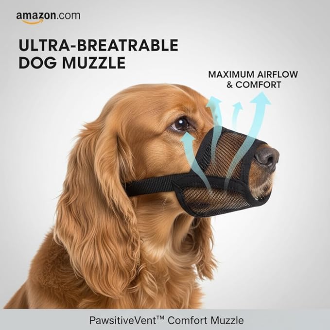 XL Dog Muzzle for Large Dogs – Breathable Air Mesh Muzzle for Large Sized Dog | Mussels for Dogs Grooming | Muzzles to Prevent Biting Barking Chewing | Allows Panting and Drinking