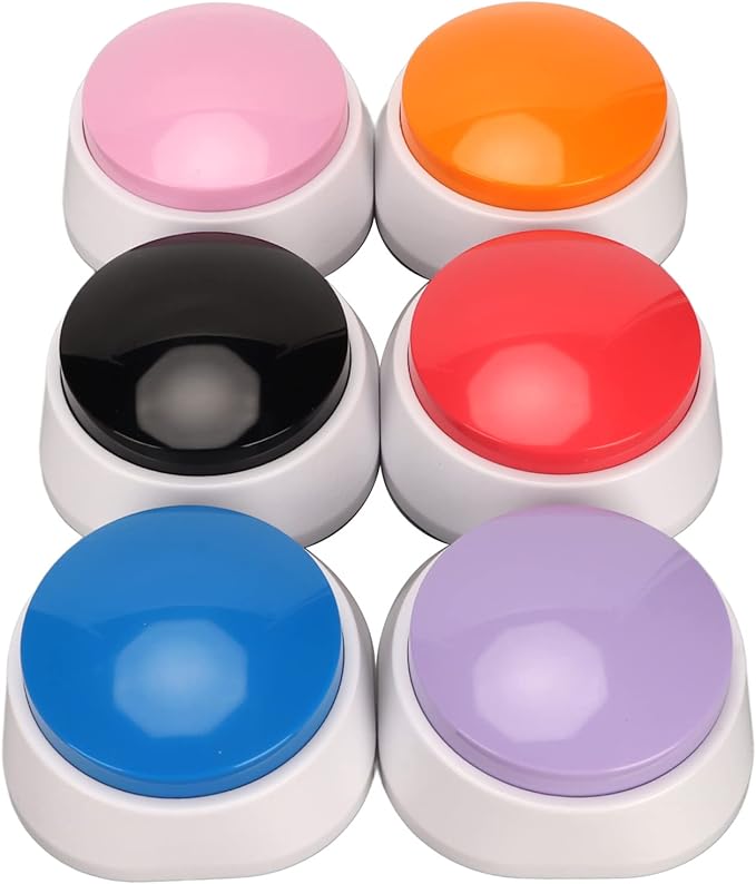 Focket Dog Communication Buttons, 30-Second Recording 6-Piece Set Dog Talking Buttons, Recordable with Six Colors for Pet Training and Interactive Play