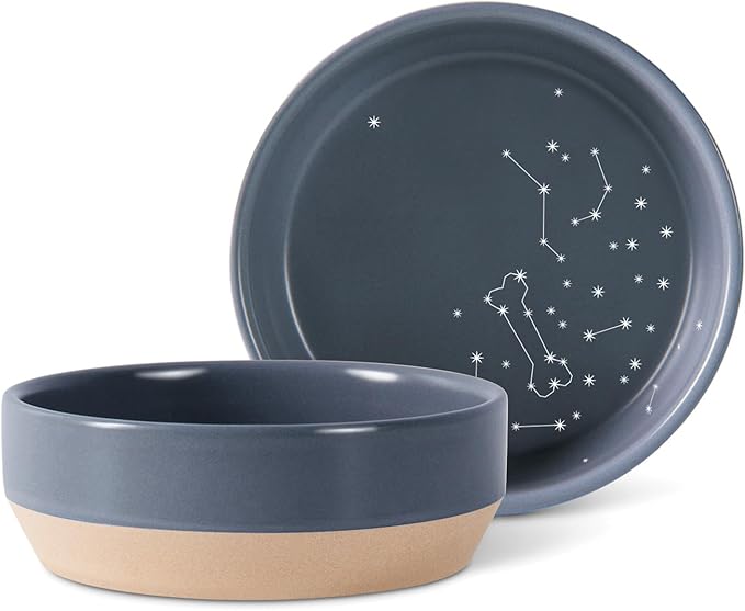 Fringe Studio Stoneware Pet Bowl, Medium, Celestial (479007), Dark Blue, Dishwasher & microwave safe