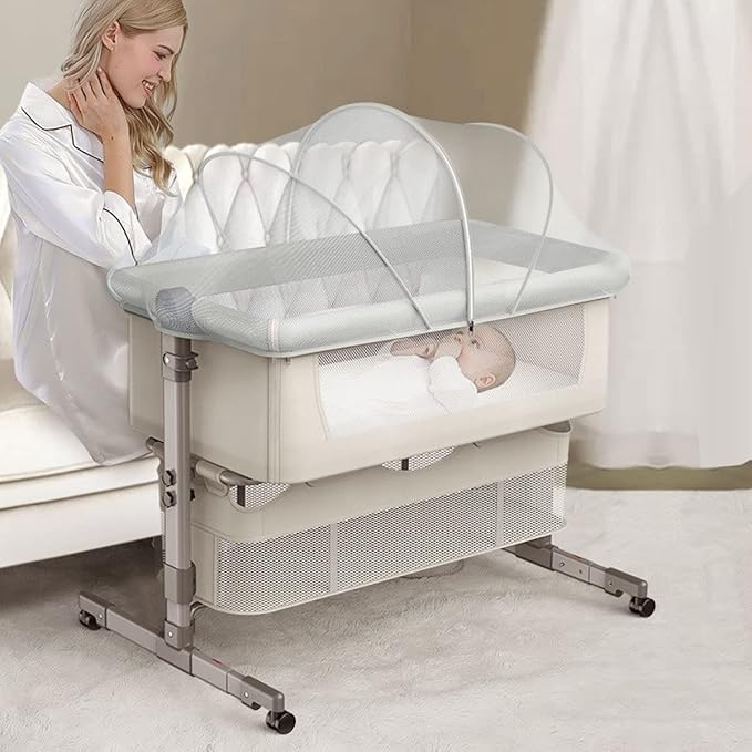 DUOMI Bassinet Cover for Cats with Two-Way Zipper,Portable Bassinet Mosquito Net Cover,Mosquito Net to Keep Pets Out(White)