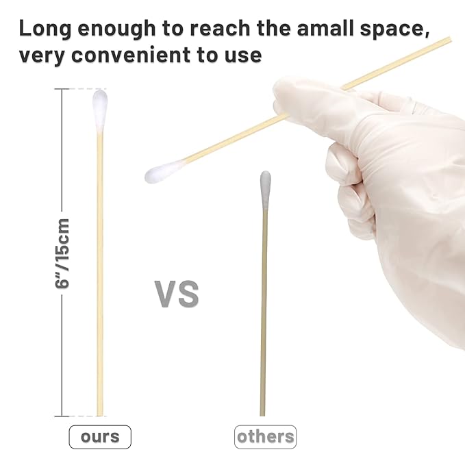 1000PCS 6" Cotton Swabs - Long Cotton Swab with Bamboo Sticks - Lint Free, Highly Absorbent Single Tipped Applicators for Makeup, Pet Care, Home Cleaning